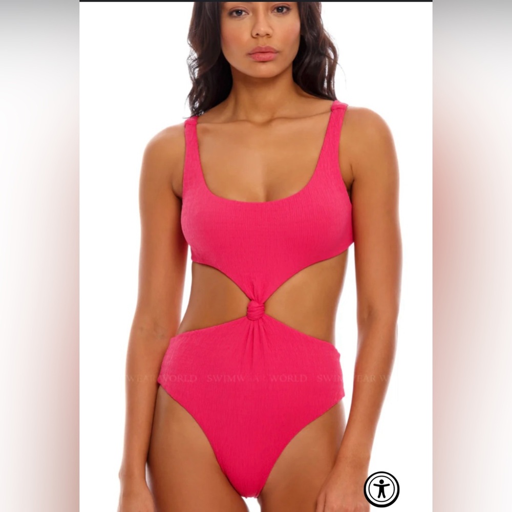 Agua Bendita Fuchsia Knot Cutout One-Piece Swimsuit